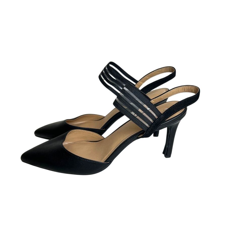 41 Hawthorn Women’s 10 Delcy Black Leather Slingback Pumps Heels Dress Shoes NEW